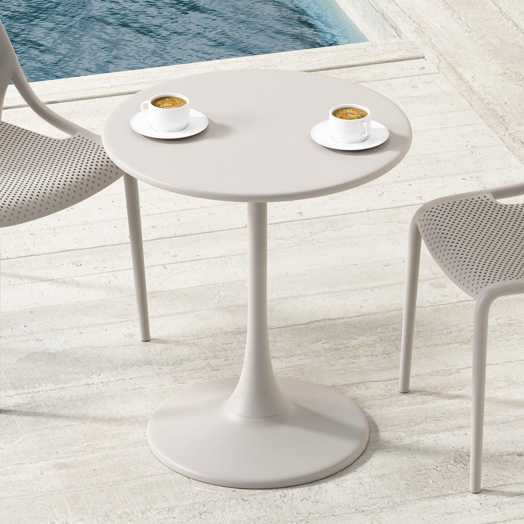 Kurv® Bistro Table - All Steel - Cement Gray, Indoor/Outdoor
