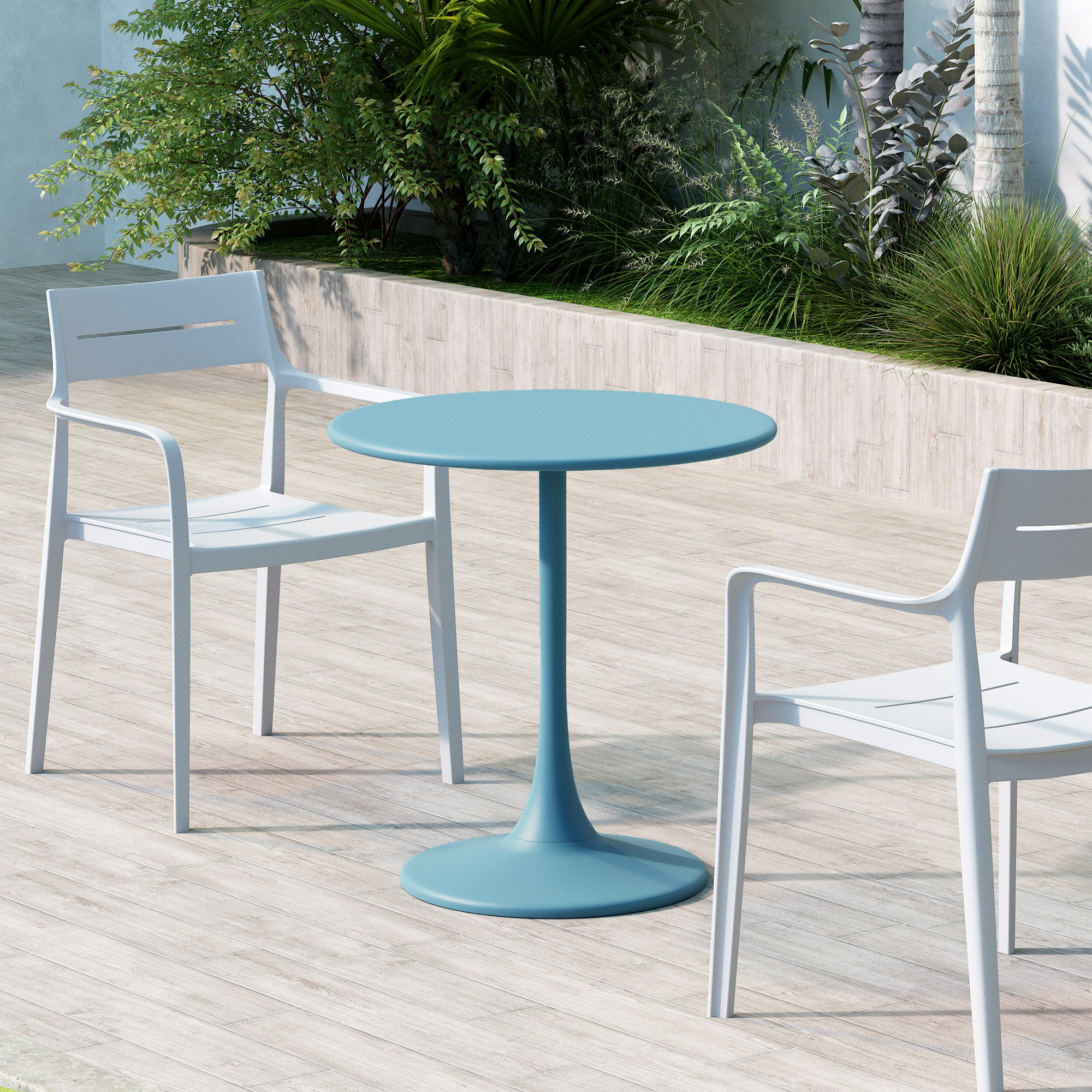 Kurv® Bistro Table - All Steel - Tiffany Blue, Indoor/Outdoor