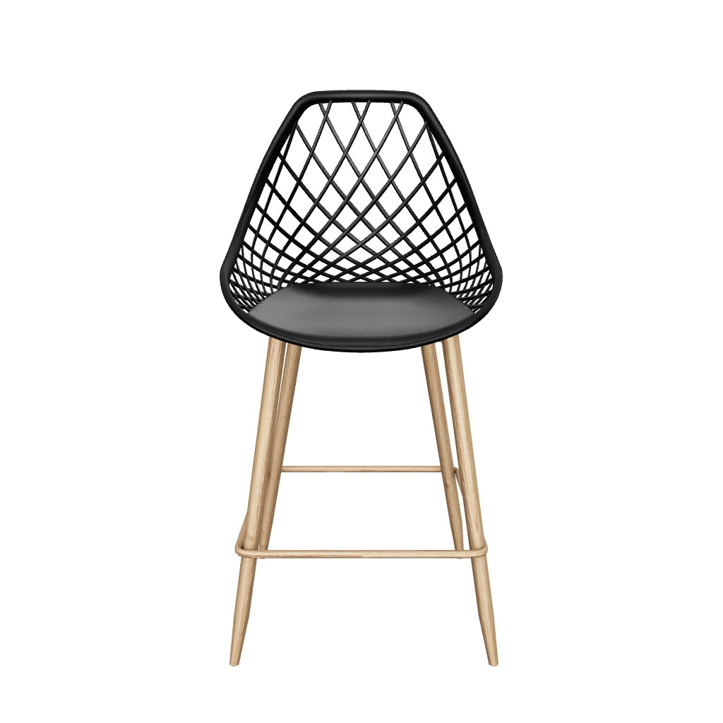 Kurv Indoor and Outdoor Counter Chair Black with Natural Legs