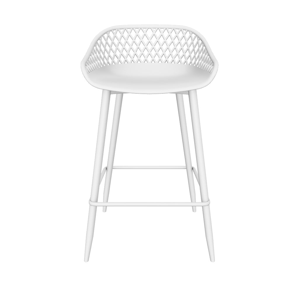 Kurv™ Indoor and Outdoor Counter Stool - White with White Legs - Set of 2