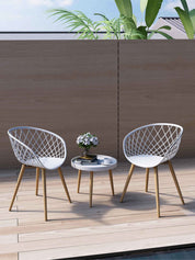 Kurv™ Series Chat Table - Indoor and Outdoor - White with Natural Legs