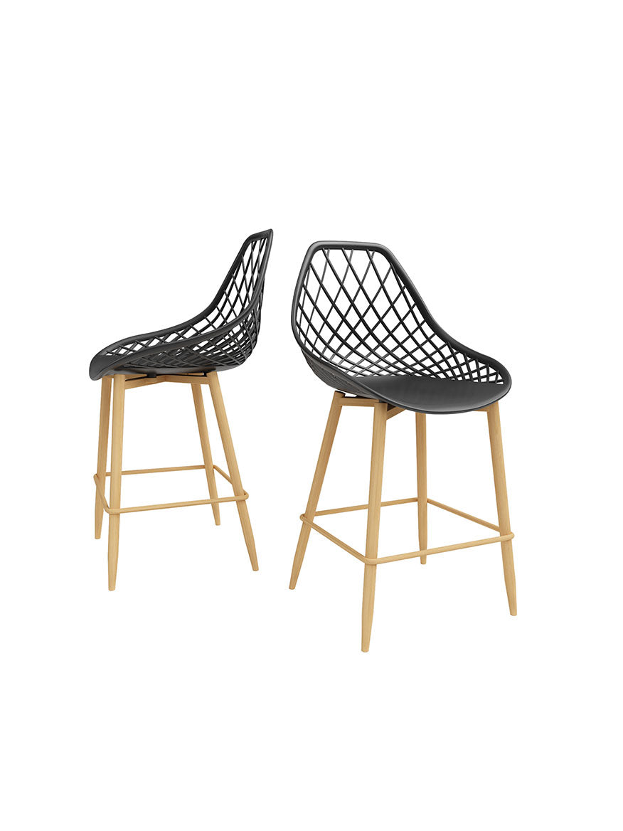 Kurv™ Indoor and Outdoor Counter Chair - White with Natural Legs