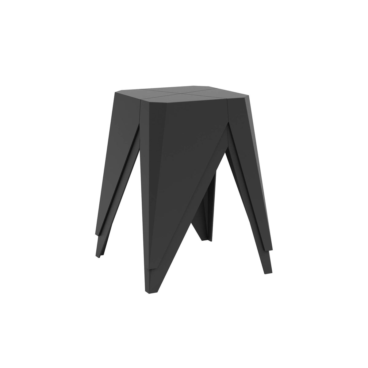 Facet Stacking Stool & Side Table- Black