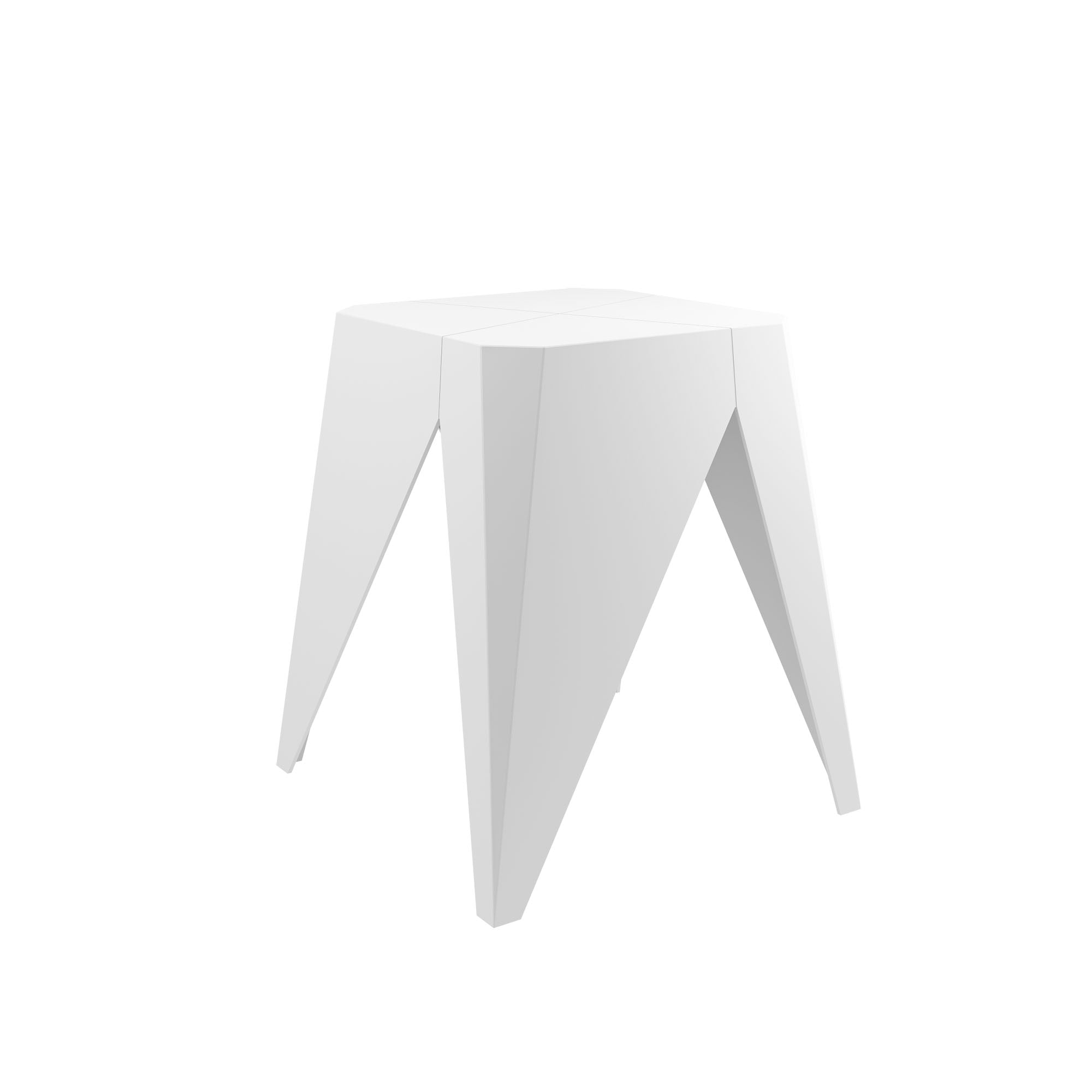 Facet Stacking Stool & Side Table- White